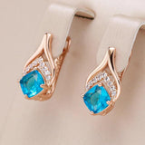 Kinel 585 Rose Drop Earrings Square Zircon Gift Jewelry