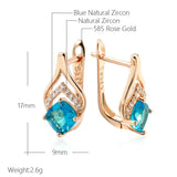 Kinel 585 Rose Drop Earrings Square Zircon Gift Jewelry