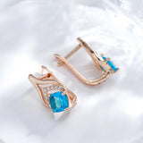 Kinel 585 Rose Drop Earrings Square Zircon Gift Jewelry