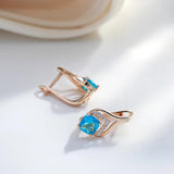 Kinel 585 Rose Drop Earrings Square Zircon Gift Jewelry