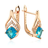 Kinel 585 Rose Drop Earrings Square Zircon Gift Jewelry