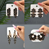 Rhinestone Drop Earrings Leaf Long Hanging Pendientes Geometric Jewelry