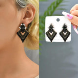 Rhinestone Drop Earrings Leaf Long Hanging Pendientes Geometric Jewelry