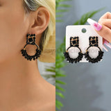 Rhinestone Drop Earrings Leaf Long Hanging Pendientes Geometric Jewelry