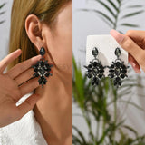 Rhinestone Drop Earrings Leaf Long Hanging Pendientes Geometric Jewelry