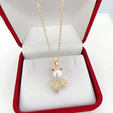 Goldfish Pendant Freshwater Pearl Necklace 14k Plated Chain for Women