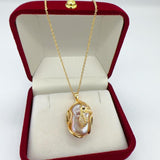 Big Pearl Leaf Pendant Necklace Women Gift