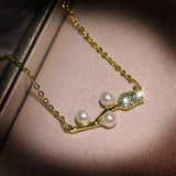 Pearl Rose Pendant Necklace - Real Silver Plate
