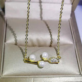 Pearl Rose Pendant Necklace - Real Silver Plate