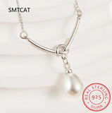 925 Sterling Silver Pearls Knot Necklace for Lady Girls Birthday Gift