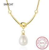 925 Sterling Silver Pearls Knot Necklace for Lady Girls Birthday Gift