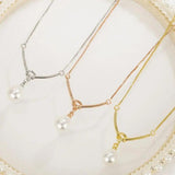 925 Sterling Silver Pearls Knot Necklace for Lady Girls Birthday Gift