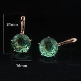 Rose Green Stone Round Drop Earrings for Women Girls