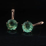 Rose Green Stone Round Drop Earrings for Women Girls