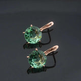 Rose Green Stone Round Drop Earrings for Women Girls
