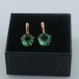 Rose Green Stone Round Drop Earrings for Women Girls