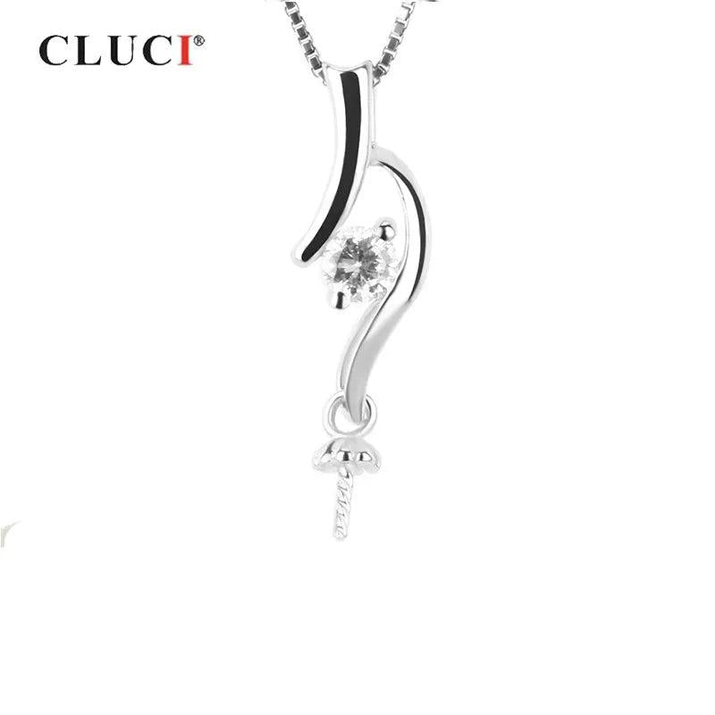 925 Sterling Silver Women's Pearl & Zircon Pendant Necklace Charm