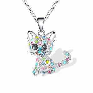 Creative Cat Chains Necklace Zircon Pendant Engagement Necklaces for Women