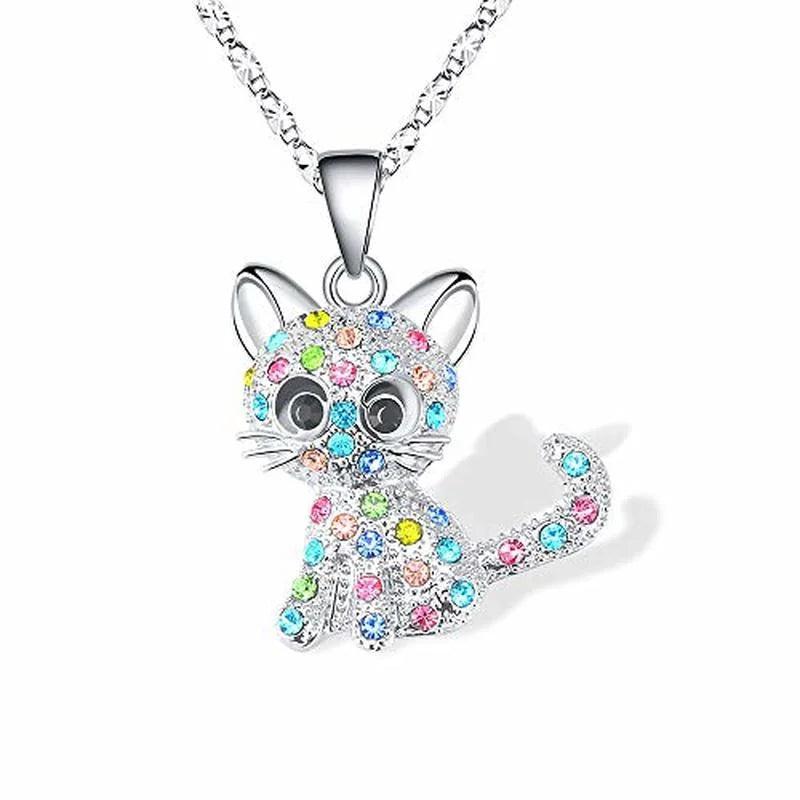 Creative Cat Chains Necklace Zircon Pendant Engagement Necklaces for Women