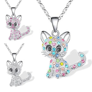 Creative Cat Chains Necklace Zircon Pendant Engagement Necklaces for Women