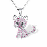 Creative Cat Chains Necklace Zircon Pendant Engagement Necklaces for Women