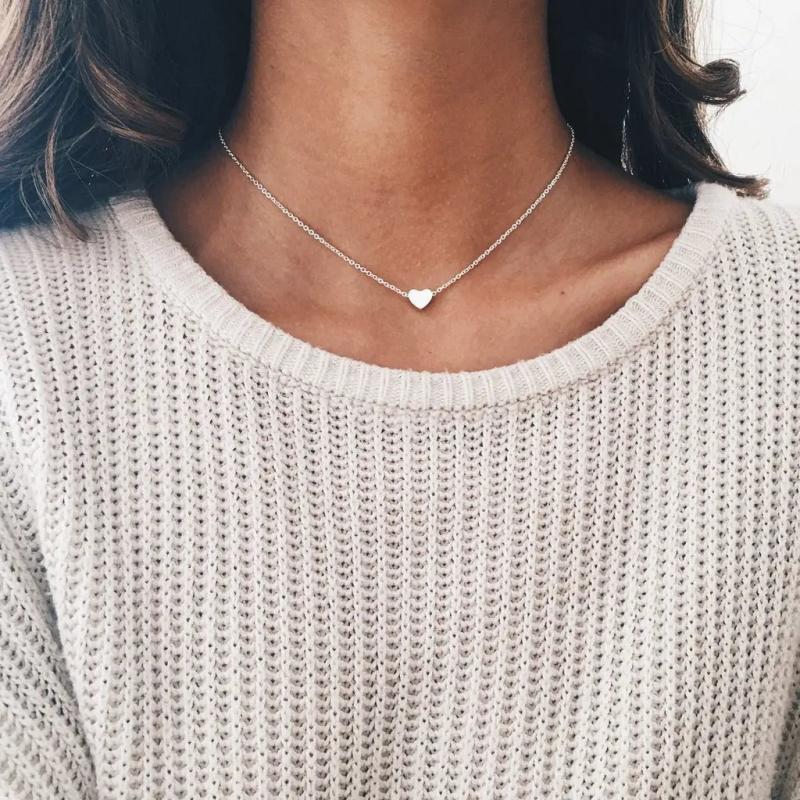 Love Heart Triangle Pendant Necklace Women Gift
