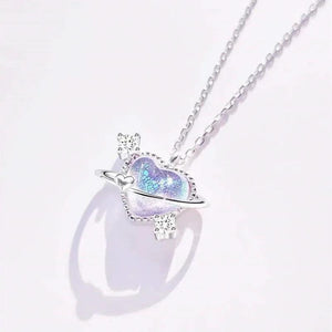 Heart Crystal Pendant Necklace for Women Girls Fantasy Love Necklace