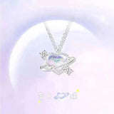 Heart Crystal Pendant Necklace for Women Girls Fantasy Love Necklace