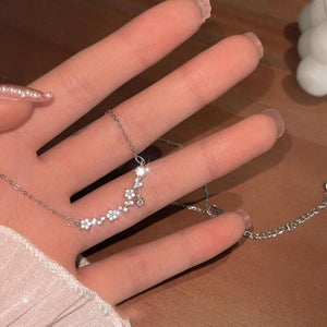 Zircon Small Flower Necklace Women's Light Personality Style Collar Chain