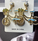 Temperament Rhinestone Bicycle Earrings for Women
