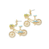 Temperament Rhinestone Bicycle Earrings for Women