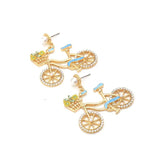 Temperament Rhinestone Bicycle Earrings for Women
