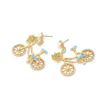 Temperament Rhinestone Bicycle Earrings for Women