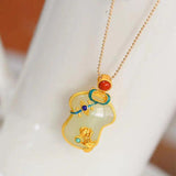 Hetian Jade Cheongsam Pendant Double Layer Necklace