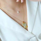 Hetian Jade Cheongsam Pendant Double Layer Necklace