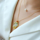 Hetian Jade Cheongsam Pendant Double Layer Necklace