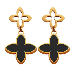 Stainless Steel Four-leaf Clover Bracelet Earrings Set