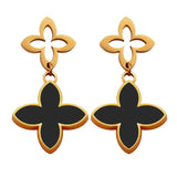 Stainless Steel Four-leaf Clover Bracelet Earrings Set