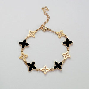 Stainless Steel Four-leaf Clover Bracelet Earrings Set