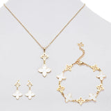Stainless Steel Four-leaf Clover Bracelet Earrings Set