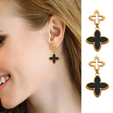 Stainless Steel Four-leaf Clover Bracelet Earrings Set