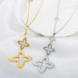 Stainless Steel Four-leaf Clover Bracelet Earrings Set