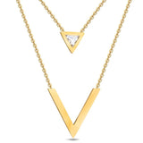 NIBA Gold Double V Shape Necklace Geometric Cubic Zirconia Pendant