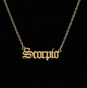 Zodiac Pendant Necklace Stainless Steel Unisex 12 Star Signs Men Women Gift