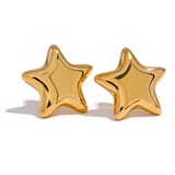 Stainless Steel Star Small Stud Earrings 18K Plated Rust Proof Jewelry Gift