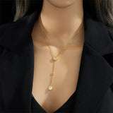 316L Stainless Steel Roman Numeral Zircon Pendant Necklace for Women Girls