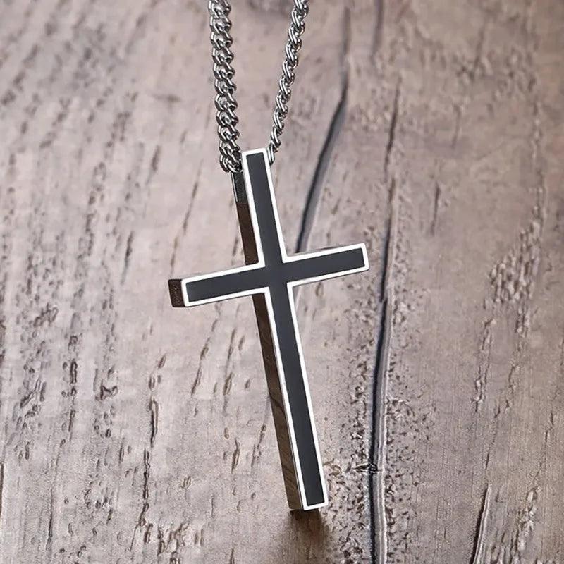 Classic Jesus Cross Necklace Pendant Stainless Steel Prayer Crucifix