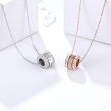 Zircon Circle Pendant Necklace High Stainless Steel Love Necklace Birthday Gift