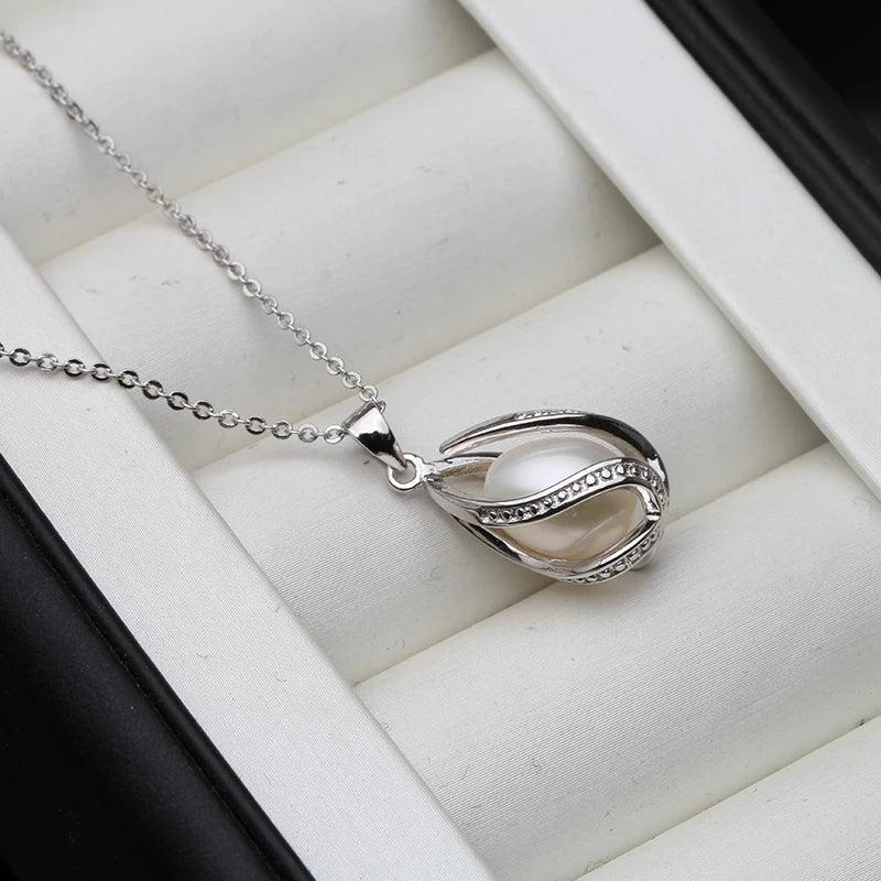 Freshwater Pearl Pendant 925 Silver Necklace