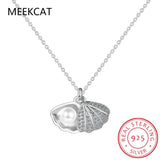 925 Silver Pearl Shell CZ Pendant Necklace For Women